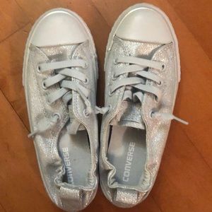 New Girls silver converse shoes 1 medium